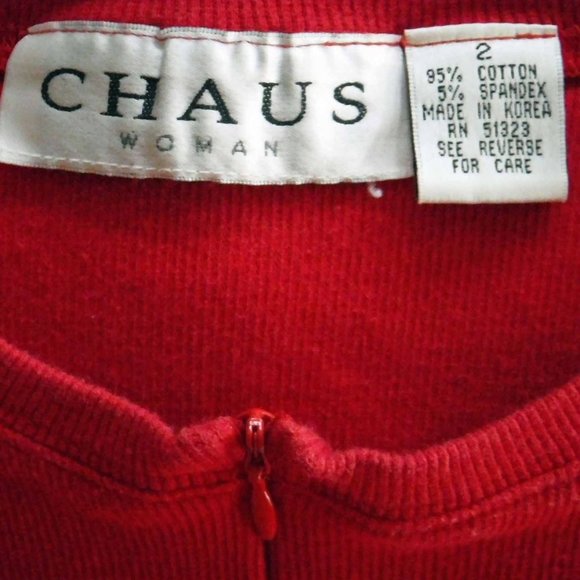 Chaus Red Zip Neck Sweater - Size 2 - Picture 3 of 3